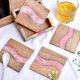 Handmade Pink Epoxy River and Acacia Wood Wood Set of 4 Decorative Table Coasters with Stand